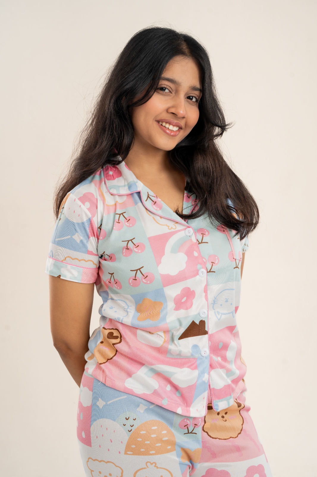 Women’s Pastel Kawaii Printed Short-Sleeve PJ Set