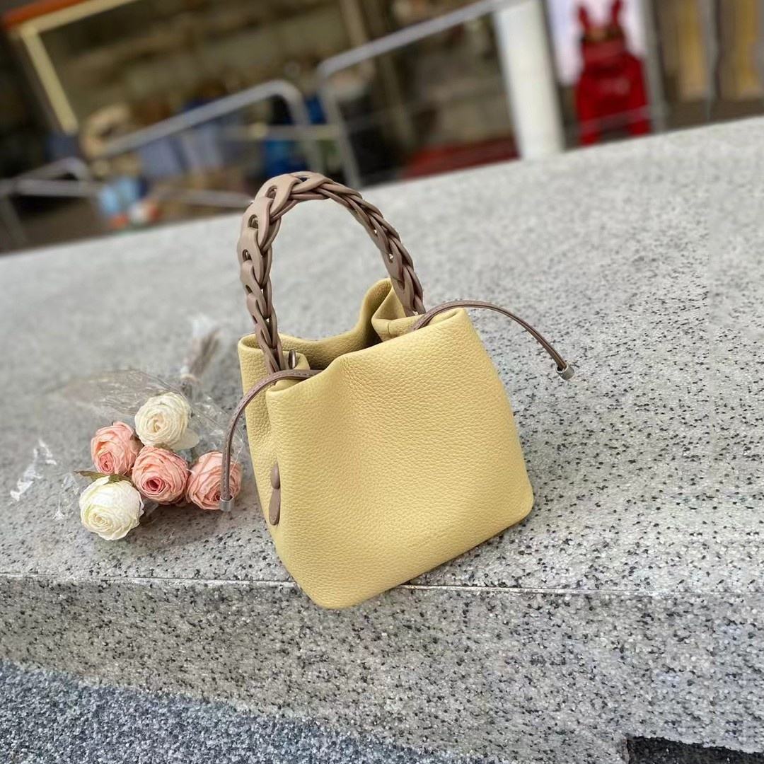 Elegant Beige Bucket Shoulder Bag