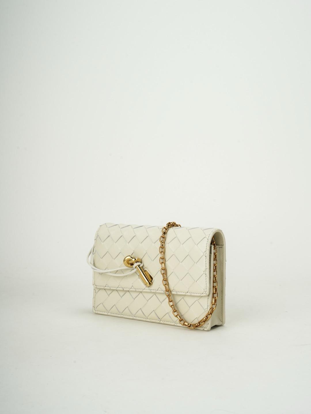 Ivory Woven Chain Shoulder Bag