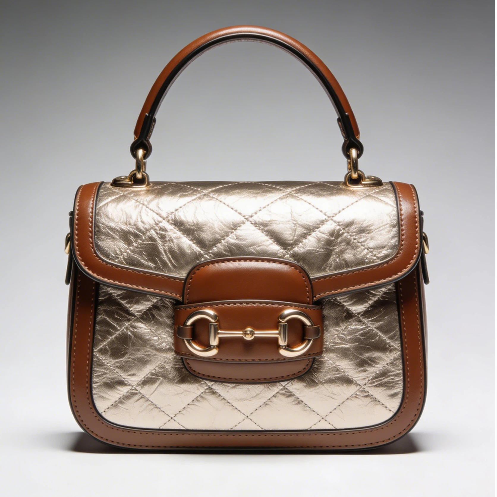 Luxury Quilted Metallic Buckle Handbag
