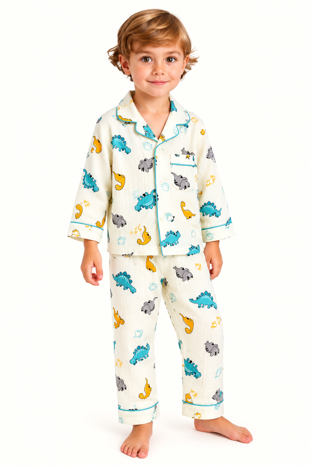 Kids Dinosaur Print PJ Set – Cute Dino Long Sleeve Sleepwear